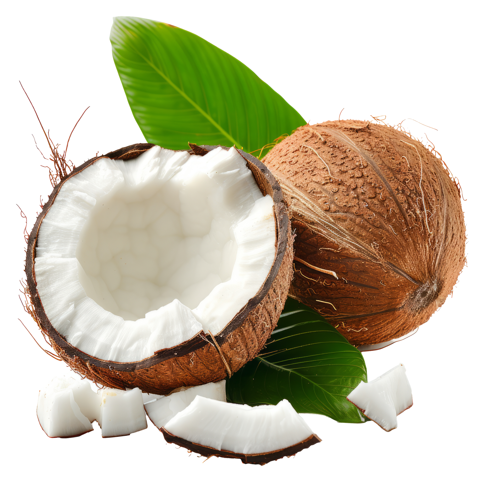 Organic coconut fruit with cut